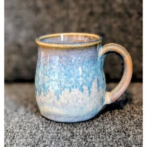 Signed Light Blue Hand Thrown Pottery Coffee Mug